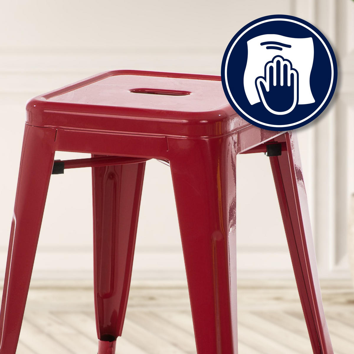 SITZHOCKER Arvida rot - Rot, Metall (40/46/40cm) - TPFLiving