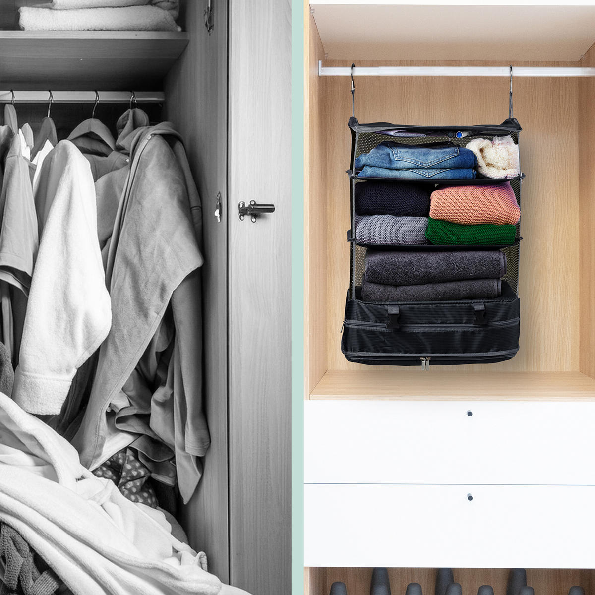 GEPÄCK-ORGANIZER - Schwarz, Textil/Metall (44/55/30cm) - Relaxdays