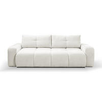 BETTSOFA DUCA Creme Chenille-Stoff mit Schlaffunktion - Creme, Holz (259/90/99cm) - MASSENO