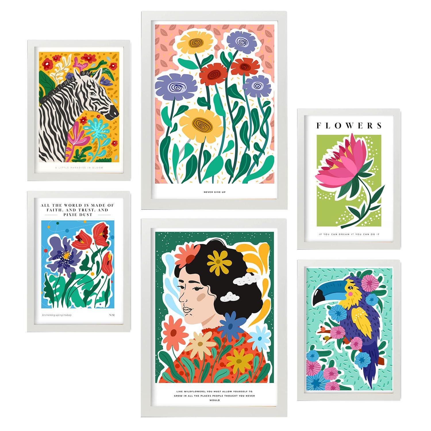 POSTER Set Mit 6 Wilders Zusammenfassung A3 & A4 Weißer Rahmen - Weiß, Papier (29/3cm) - Nacnic