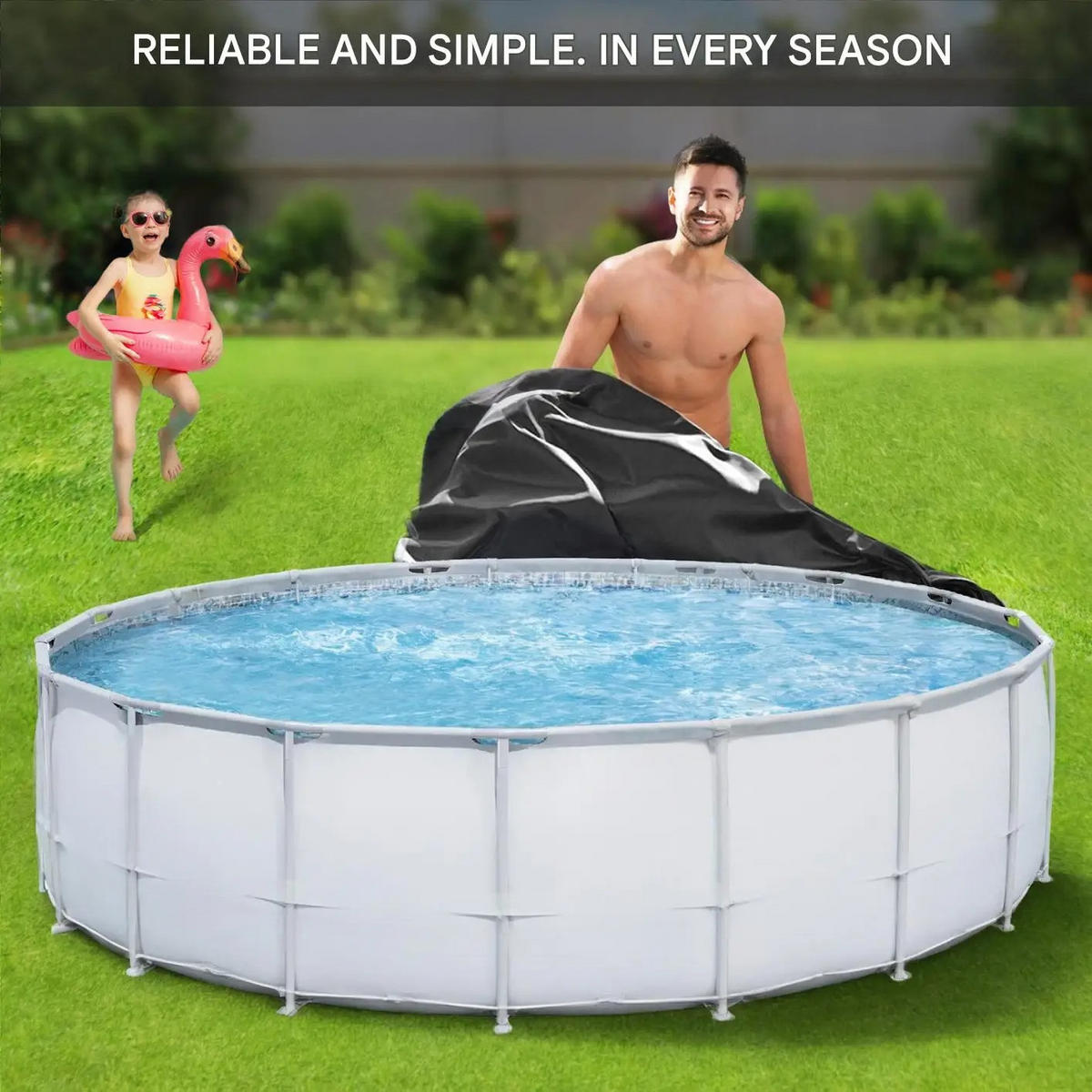 POOLABDECKUNG 3,6 m Grün - Schwarz/Grün, Textil (360/360cm) - Beaface