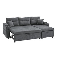 ECKSCHLAFSOFA 3-Sitzer Leinen mit USB-Anschluss und Stauraum Dunkelgrau 212,5/136/86 cm - Dunkelgrau, Textil (136/212.5cm) - Redom