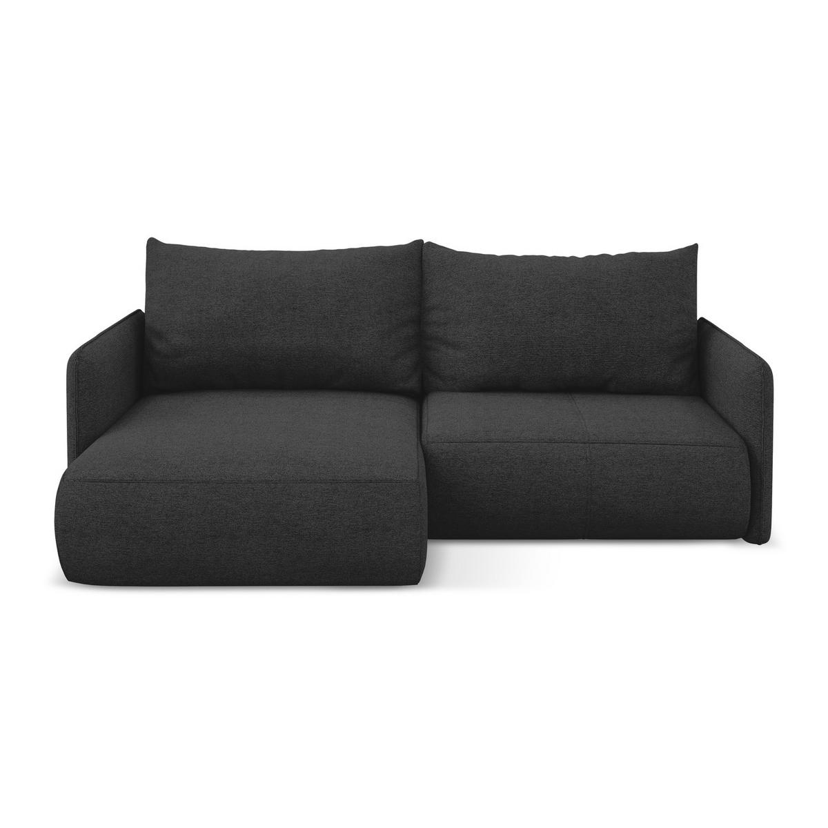 ECKSOFA mit Schlaffunktion Chenille Stoff Schwarz - Anthrazit/Schwarz, Kunststoff/Textil (148/207cm) - LaMiaSofa
