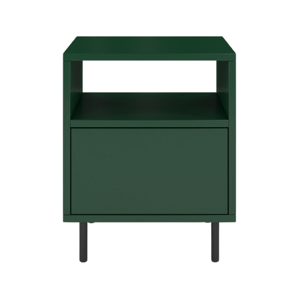 NACHTTISCH Mirka, Grün, Push to Open System, Minimalistisch - Dunkelgrün/Schwarz, Holzwerkstoff/Metall (40/47/40cm) - Dancan