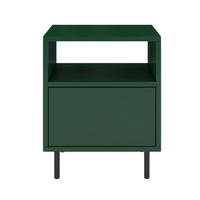 NACHTTISCH Mirka, Grün, Push to Open System, Minimalistisch - Dunkelgrün/Schwarz, Holzwerkstoff/Metall (40/47/40cm) - Dancan