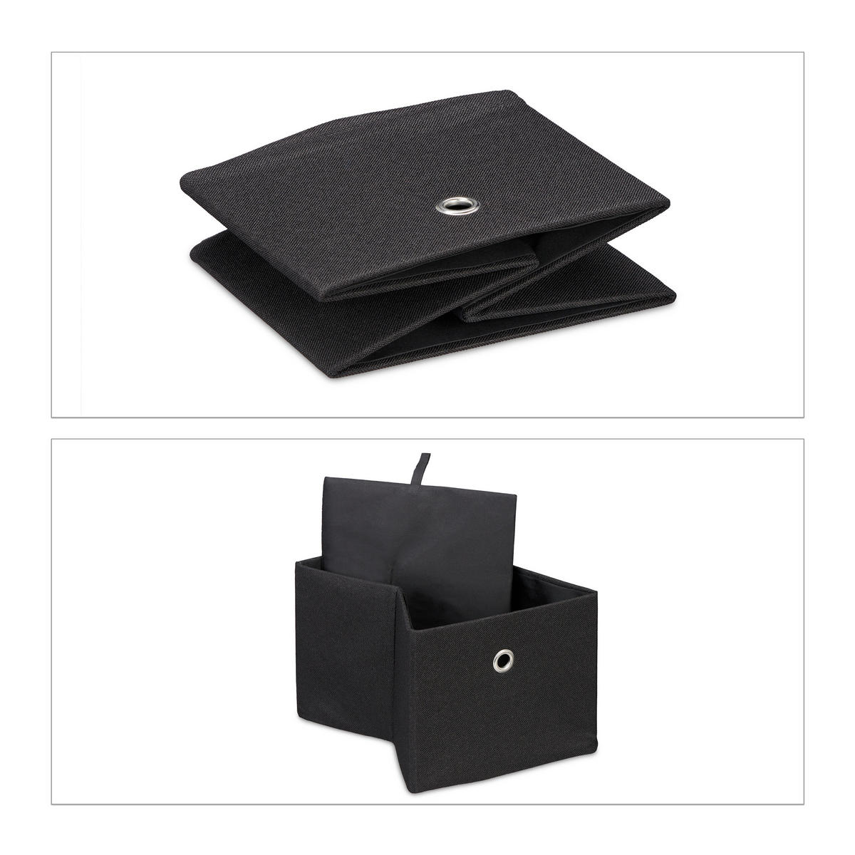 2XAUFBEWAHRUNGSBOX - Schwarz, Papier/Textil (20.5/16/25cm) - Relaxdays