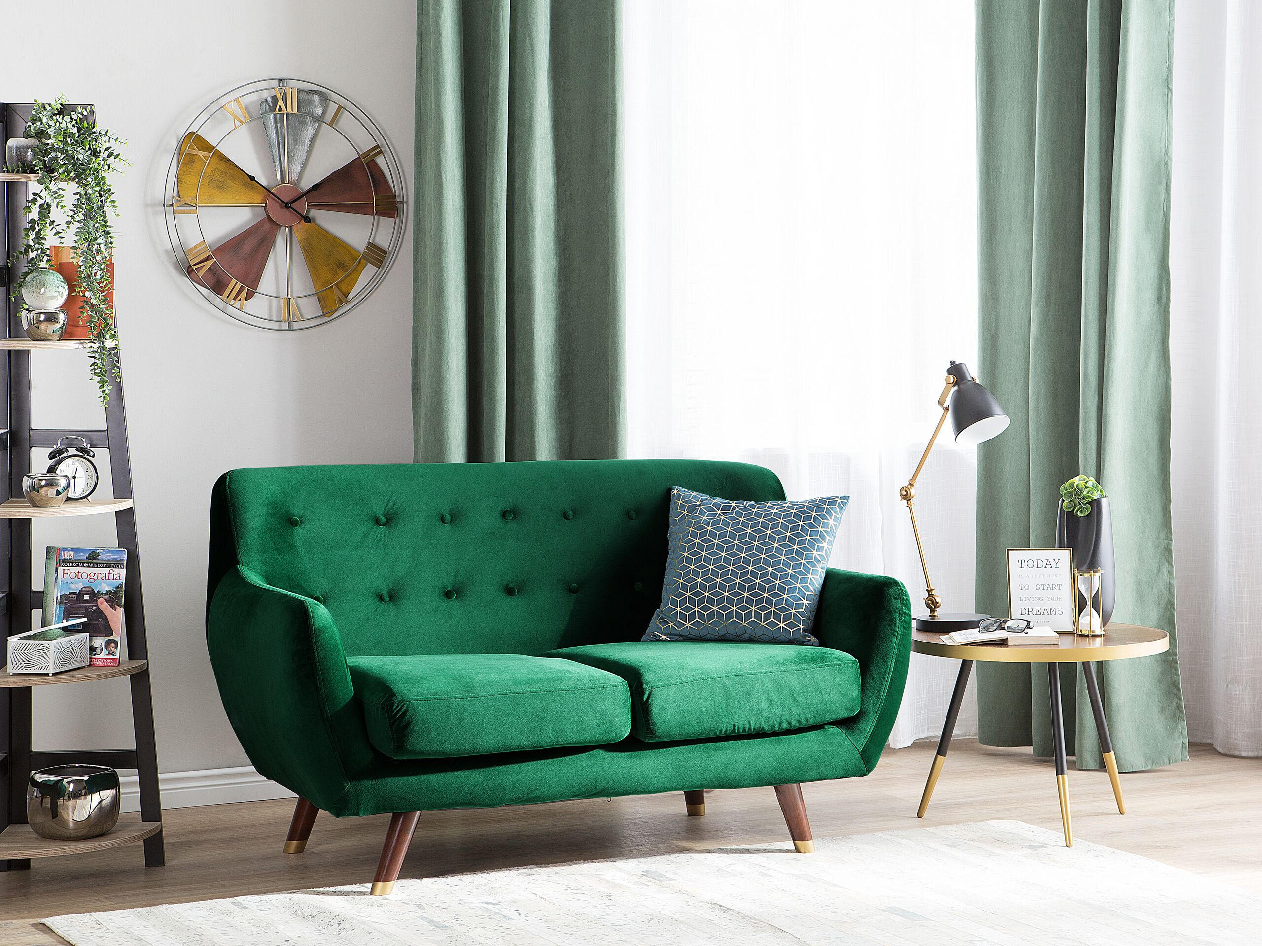 2-SITZER-SOFA Samtstoff Smaragdgrün Bodo - Hellgrün, Textil (148/85/84cm) - Beliani