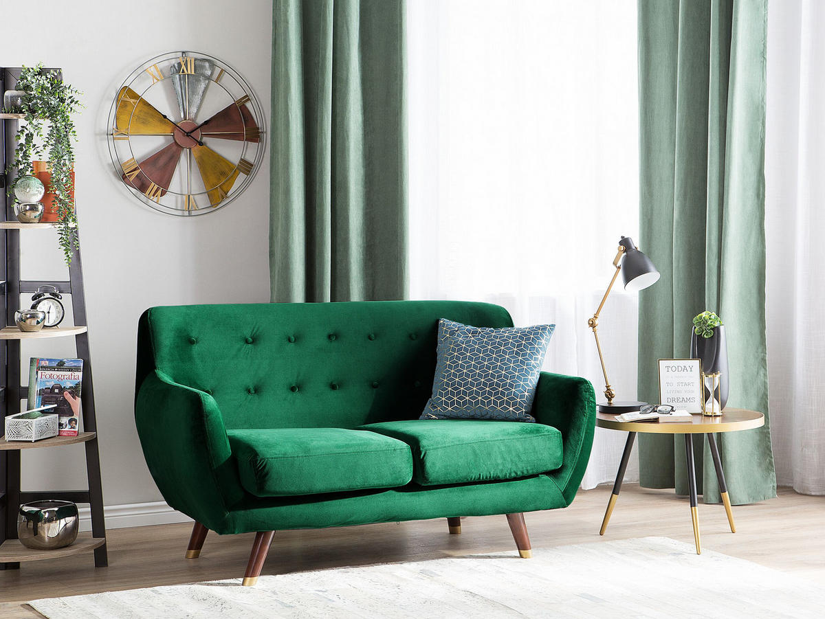 2-SITZER-SOFA Samtstoff Smaragdgrün Bodo - Hellgrün, Textil (148/85/84cm) - Beliani