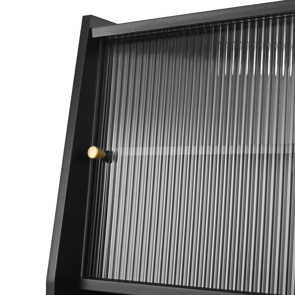 HOCHSCHRANK 120x40x184 cmSchwarz mit Fluted Glas & Ladestation - Schwarz, Holzwerkstoff (120/184/40cm) - Modfu