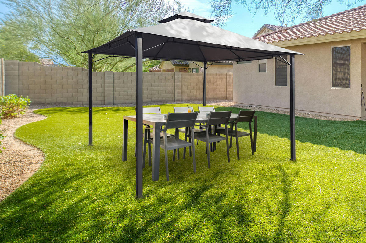 GARTENPAVILLON Sao Hellgrau 3m x 3m - Grau, Metall (300/278/300cm) - Cazeboo