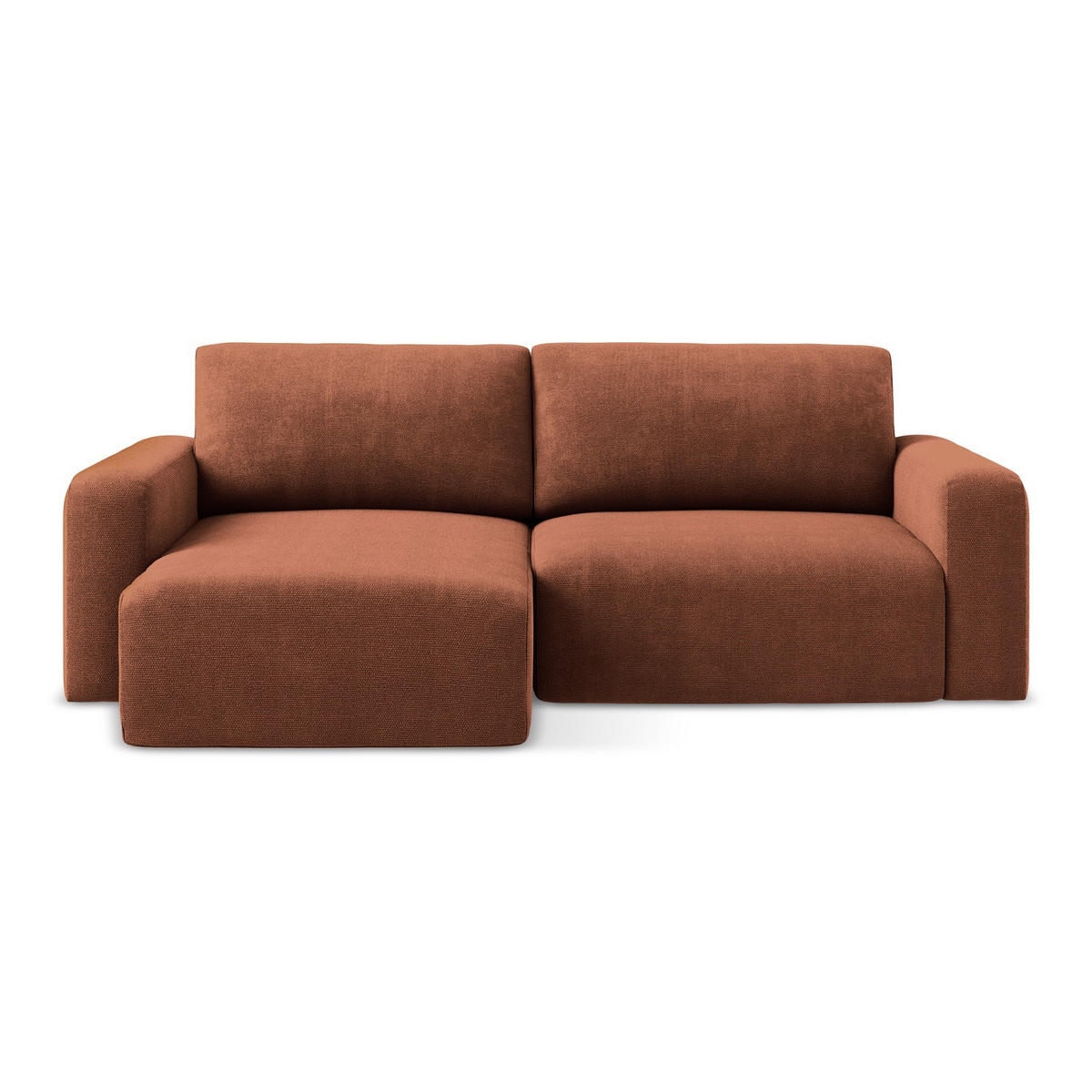 ECKSOFA mit Schlaffunktion links Chenille Stoff Orange - Terracotta/Schwarz, Kunststoff/Textil (149/244cm) - LaMiaSofa