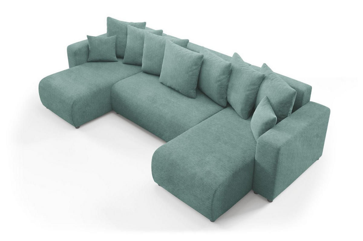 WOHNLANDSCHAFT mit Schlaffunktion Türkis - Türkis, Textil (318/88/145cm) - Furnisell