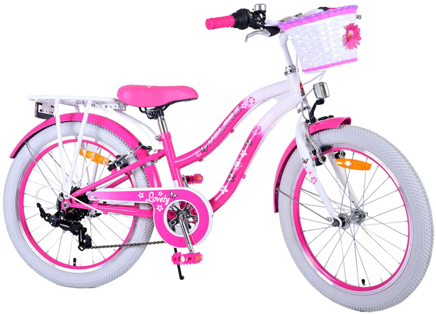 KINDERFAHRRAD Lovely - Mädchen - 20 Zoll - 2 Handbremsen - 7 Gänge - Rosa - Rosa, Metall (82cm) - TPFSports