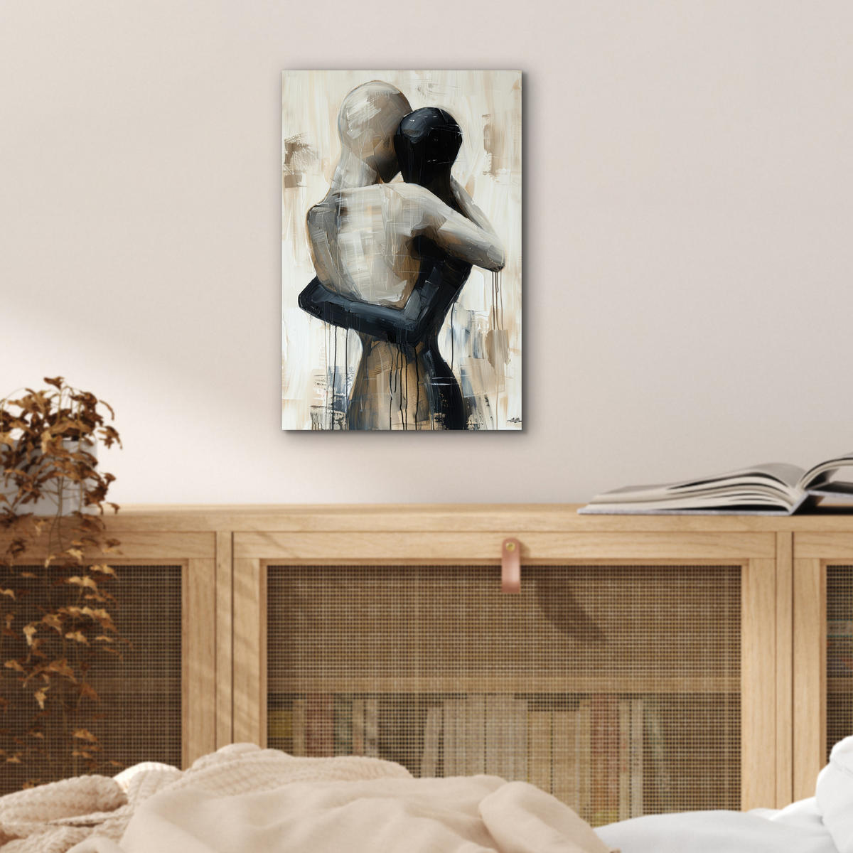 KOVOVÝ OBRAZ Abstraktné - Láska - Čiernobiele - Moderné 20x30 cm - čierna, kov (20/30cm) - MuchoWow