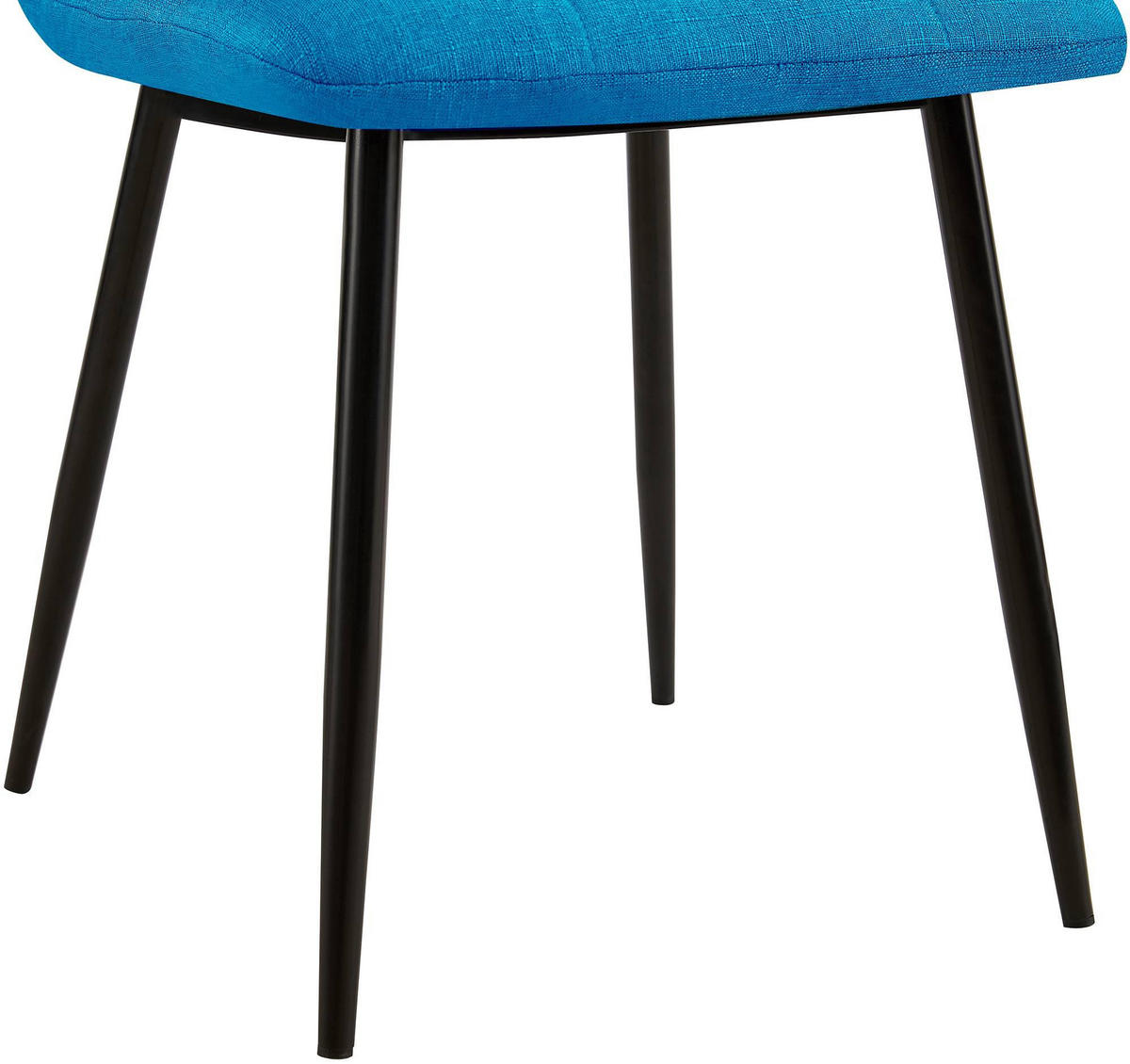 STUHL 2er Set Stoff Hellblau - Schwarz/Hellblau, Textil/Metall (45/84/55cm) - CLP