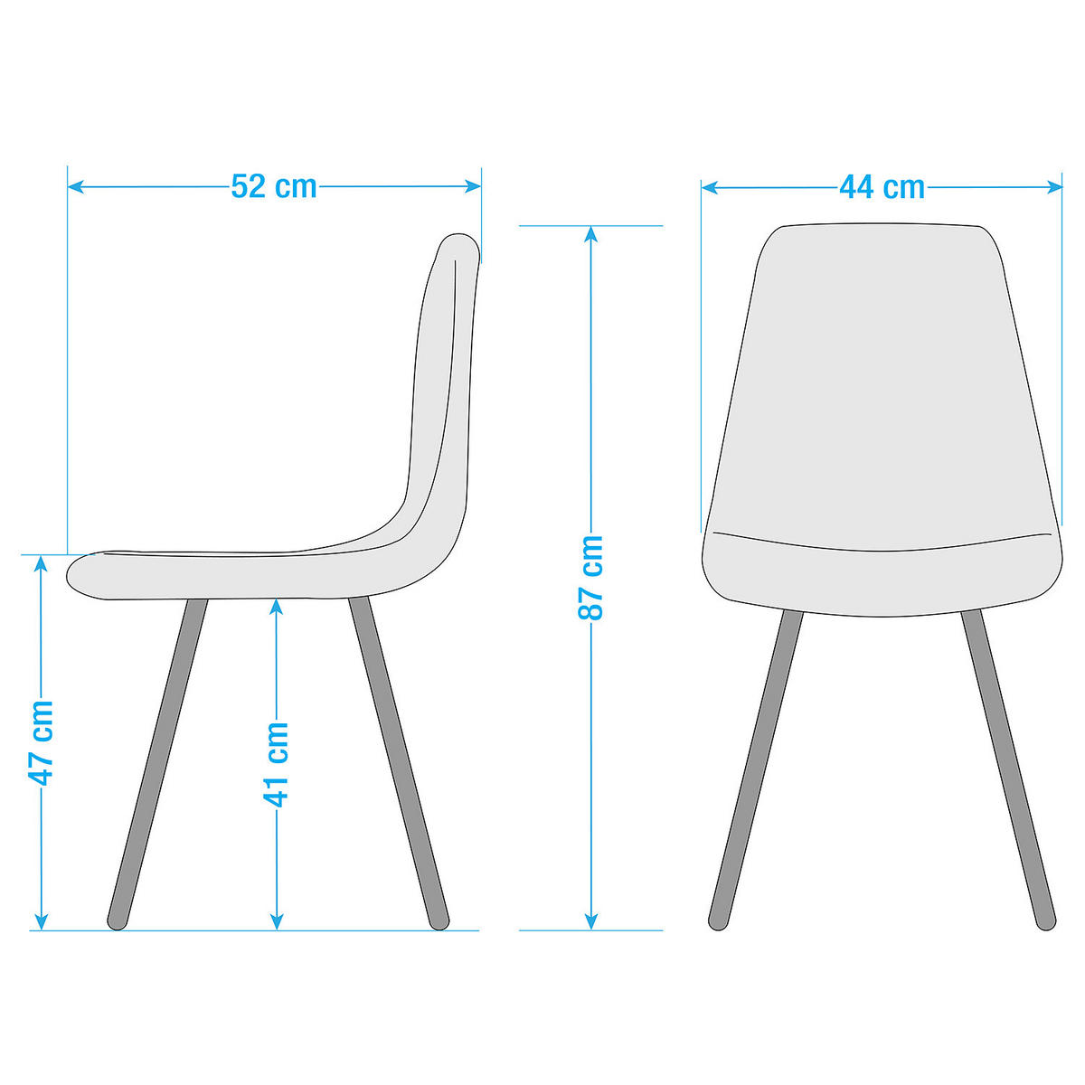 POLSTERSTUHL-SET - Currygelb, Textil/Metall (44/87/52cm) - home24