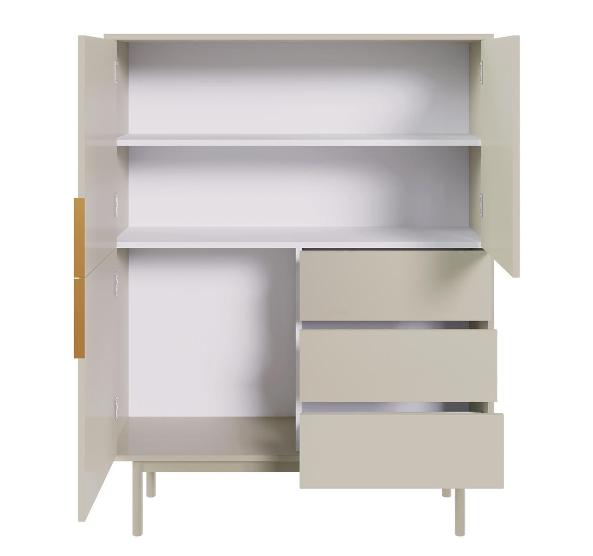 HIGHBOARD Viviaro Graubeige 104 cm - Greige/Goldfarben, Holz/Holzwerkstoff (104/134/39cm) - Selsey