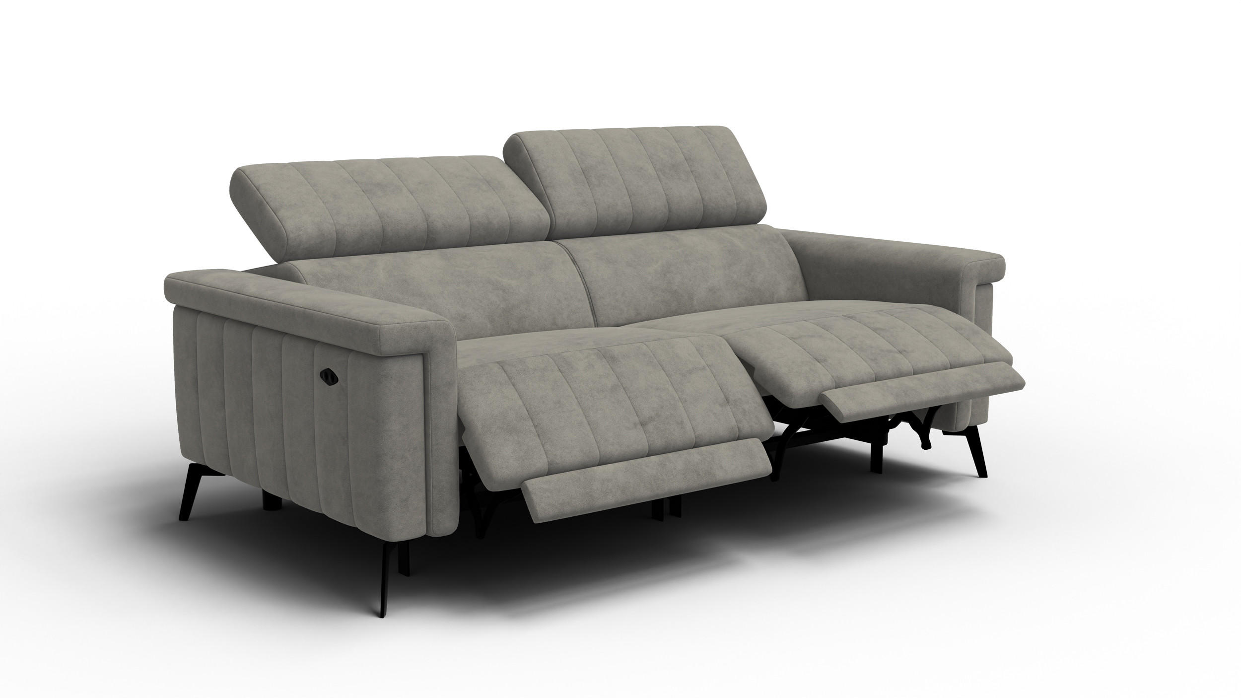 RELAXSOFA NORDEL 3-Sitzer, taupe - Taupe/Schwarz, Holz/Textil (194/80/105cm) - Courtois Laville