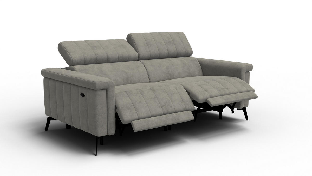 RELAXSOFA NORDEL 3-Sitzer, taupe - Taupe/Schwarz, Holz/Textil (194/80/105cm) - Courtois Laville