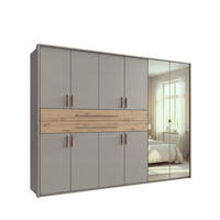 SKŘÍŇ S OTOČNÝMI DVEŘMI B273/H210/T58 cm, pískově šedá, šatní skříň s paspartou, 2 zrcadla, 2 velké zásuvky a úchytky v dekoru dub Artisan / 22650 - písková barva/dub artisan, kompozitní dřevo/plast (273/210/58cm) - luma-home