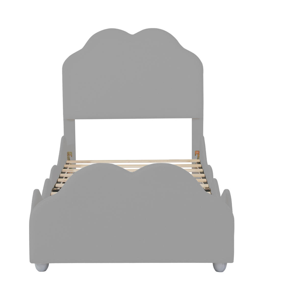 KINDERBETT 90/200 cm hohes Geländer mit wolkenförmigem Kopfteil Grau - Grau, Textil (90/200cm) - OKWISH