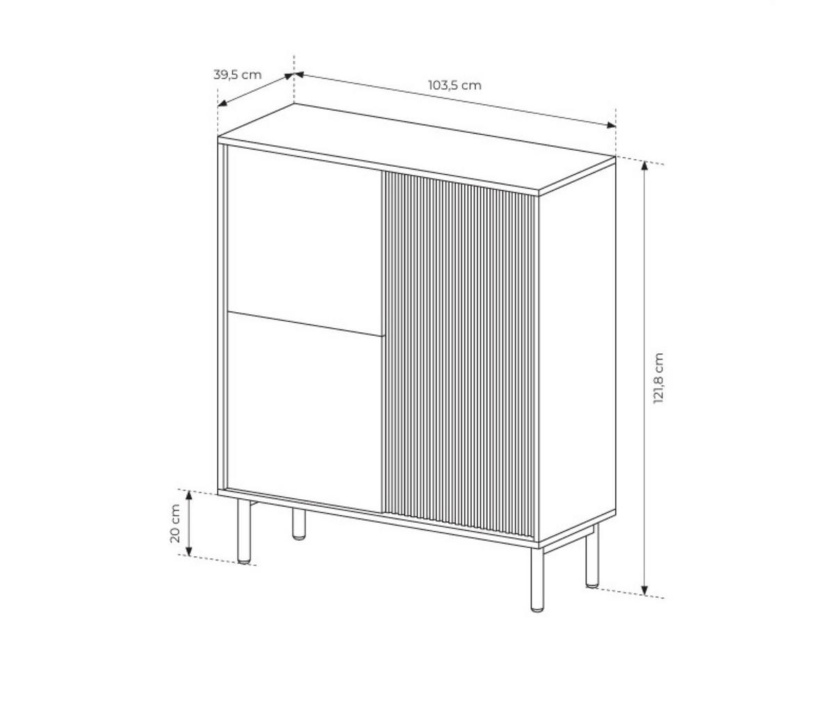 SIDEBOARD ROCCO 103,5x39,5x121,8 cm mit 3 Türen Eichefarben - Braun, Holzwerkstoff (103.5/121.8/39.5cm) - MASSENO