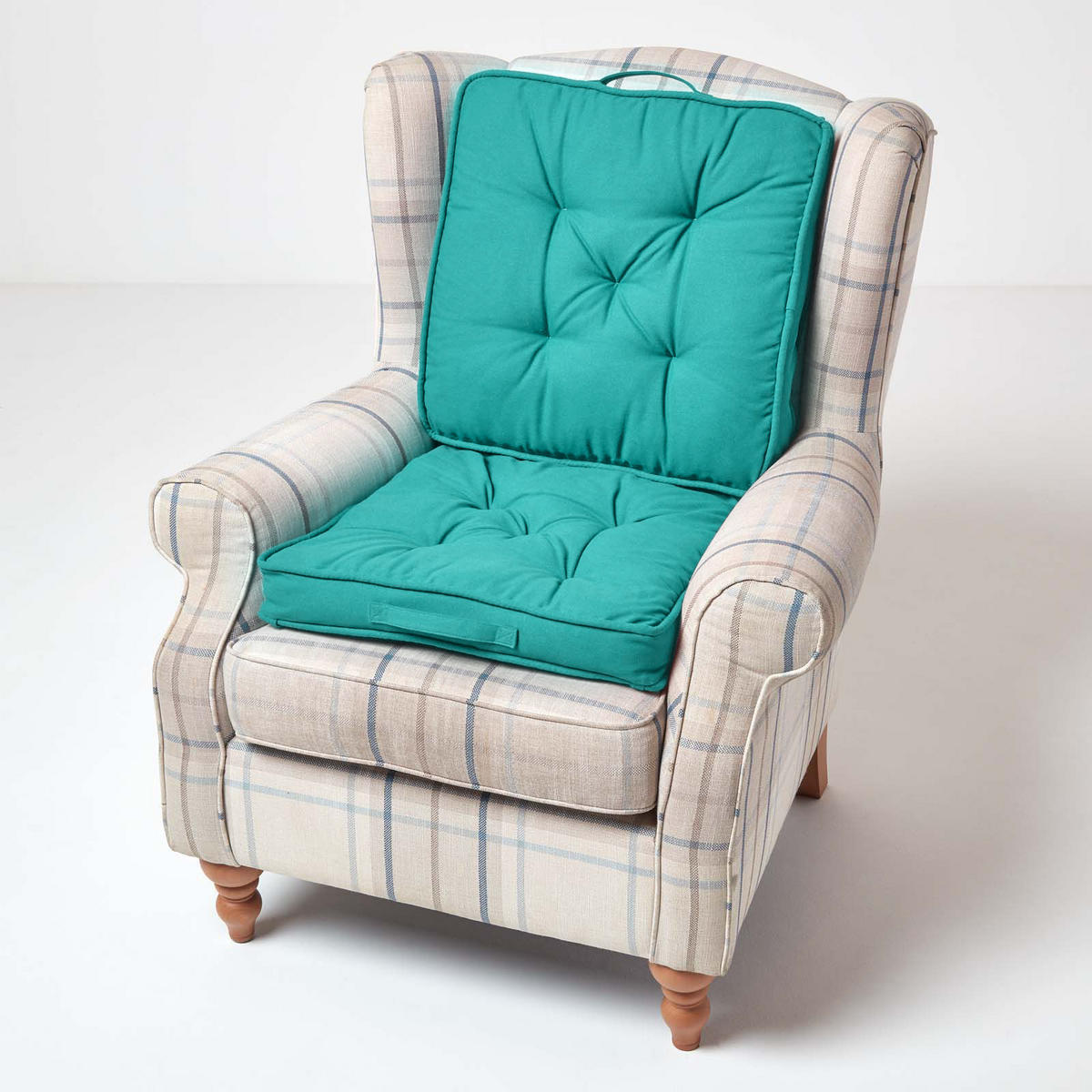 REISEKISSEN türkis 50/50/10 cm – Klappkissen Baumwolle - Türkis, Textil (50/50/12cm) - Homescapes