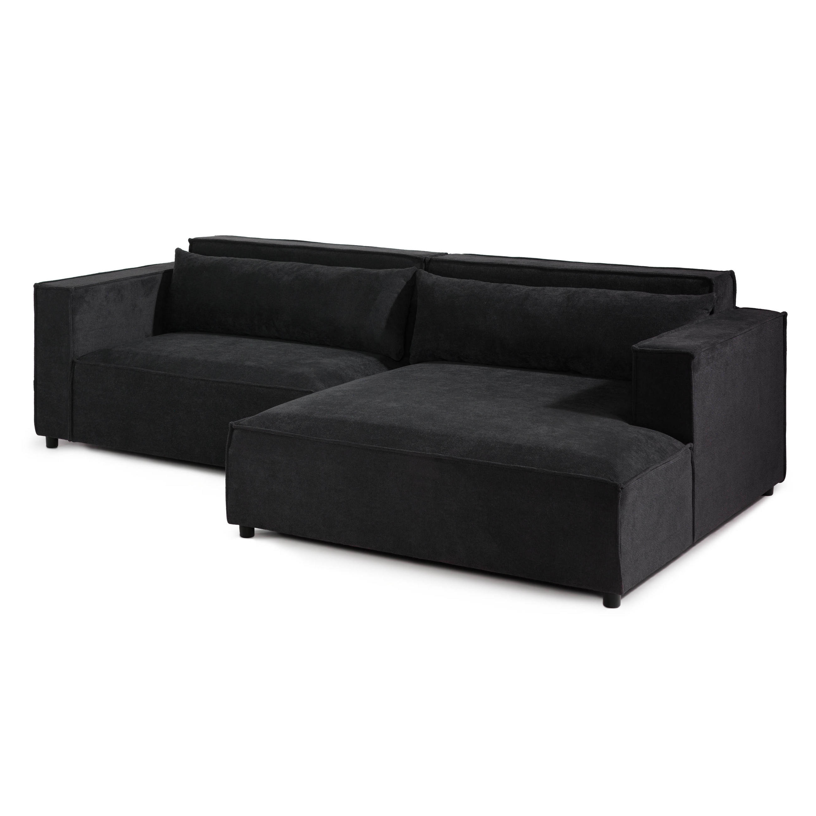 ECKSOFA Ottomane rechts Geflechtstoff 266x150x80 anthrazit FINN - Anthrazit, Textil (266/150cm) - Massivmoebel24