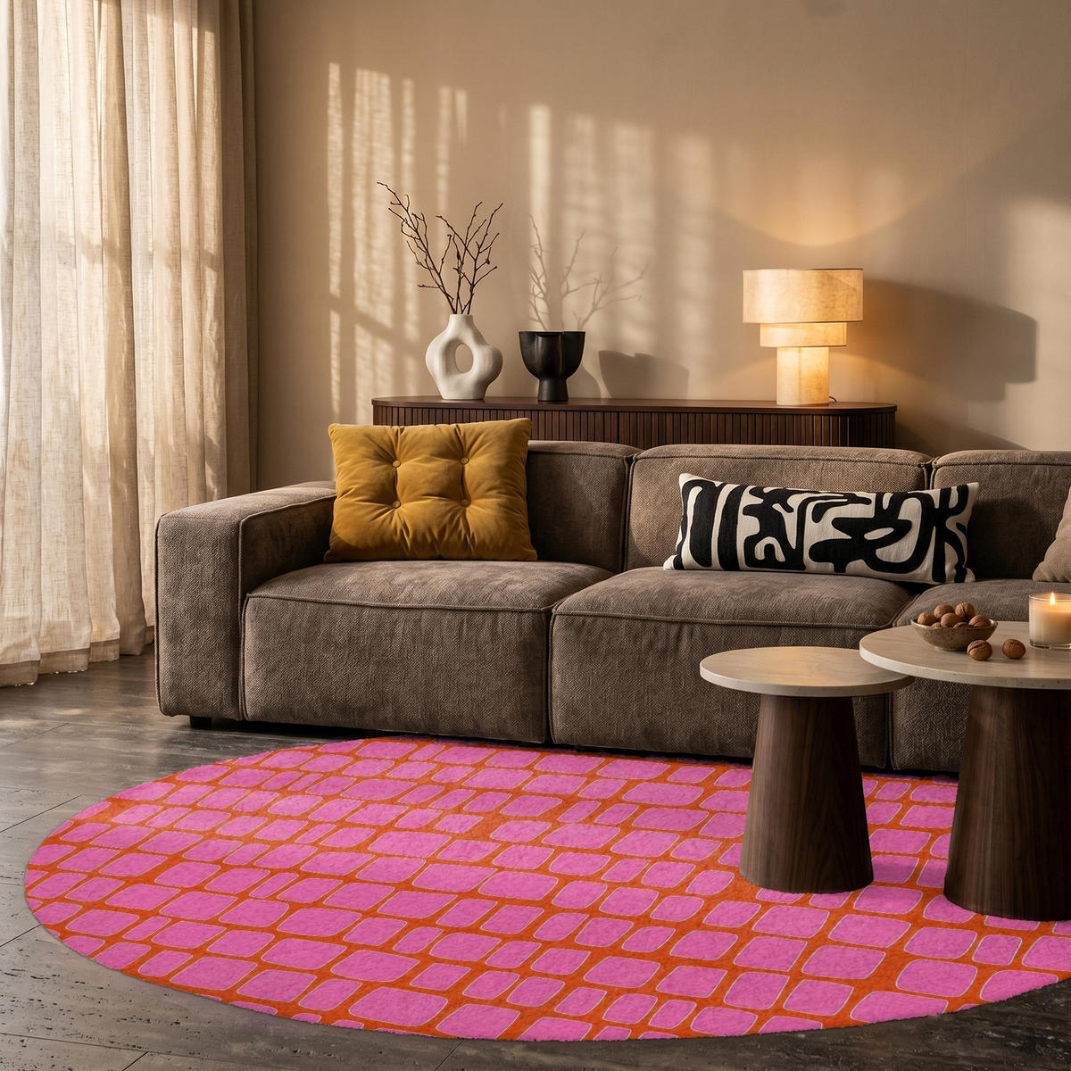 TEPPICH - Bio - Gitter - Rosa - 150x150 cm - Pink, Kunststoff/Textil (150/0.4cm) - OnlyWow