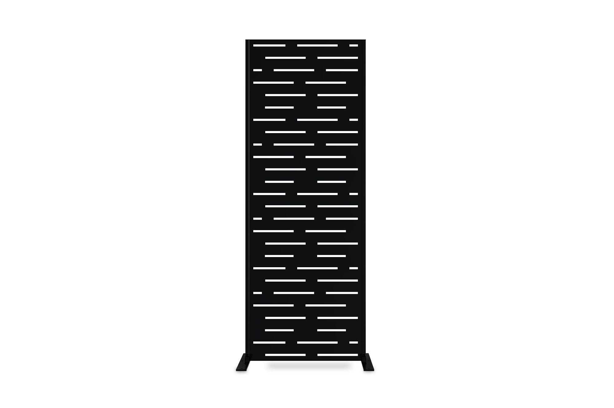 SICHTSCHUTZPANEELE dekorativ 3er-Set Arlberg schwarz H.160cm, linke Seite mit Muster - Schwarz, Metall (60/160cm) - Casanoov