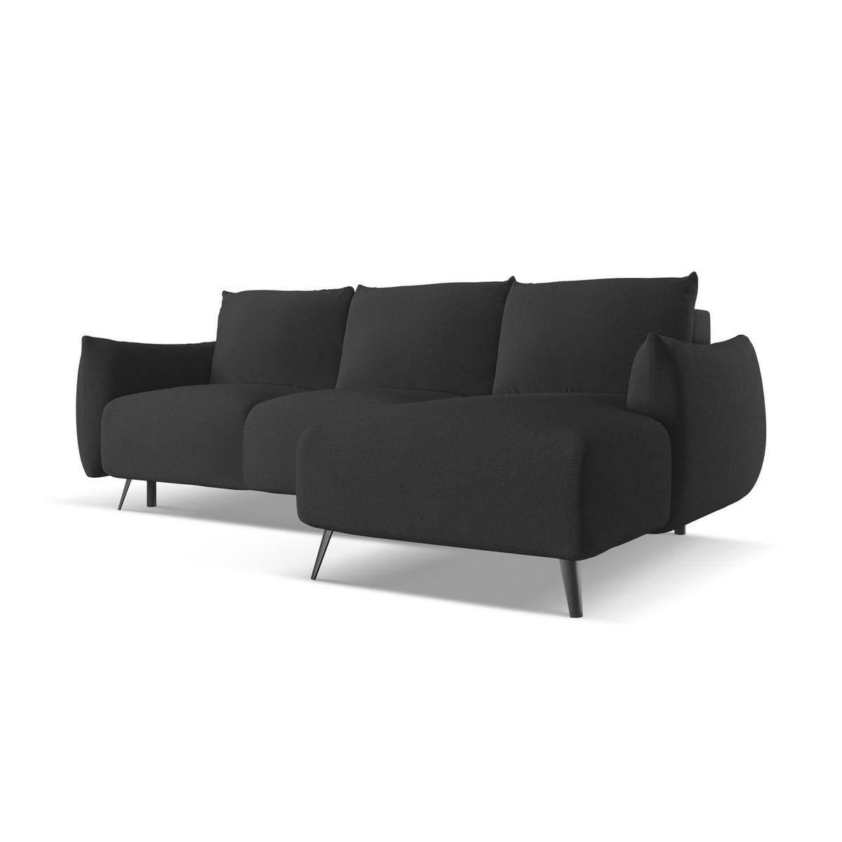 ECKSOFA mit Schlaffunktion Chenille Stoff Schwarz - Anthrazit/Schwarz, Textil/Metall (242/162cm) - LaMiaSofa