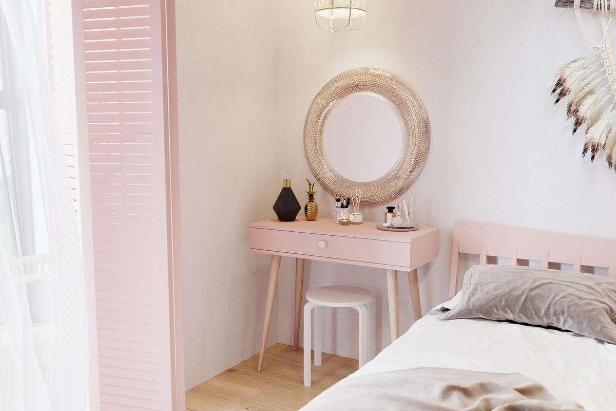 KONSOLE Rosa Boho Auf Hohen Beinen - Rosa, Holzwerkstoff (1/90/80cm) - Sepro Meble