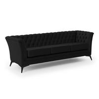 CHESTERFIELD-SOFA 3-sitzer Whitby Schwarz Samt mit schwarzen Füßen - Schwarz, Holz/Textil (237/78/82cm) - S-Style Möbel