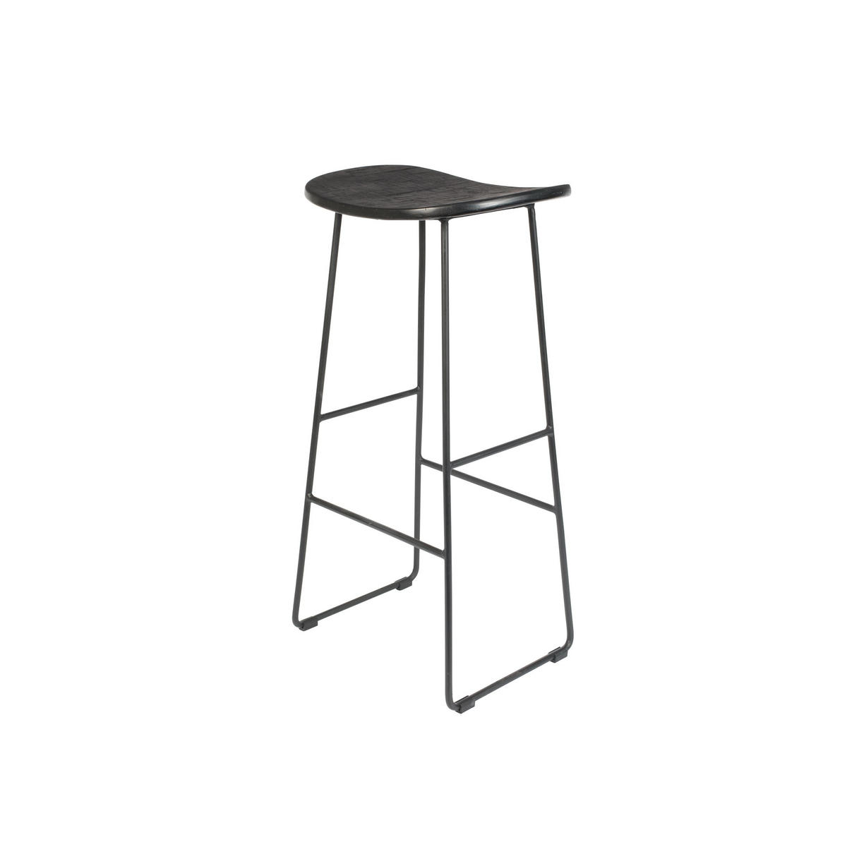 BARHOCKER aus recyceltem Teakholz und Metall, H76 cm - Tangle - color_black - Schwarz, Holz (40/80/30cm) - Drawer