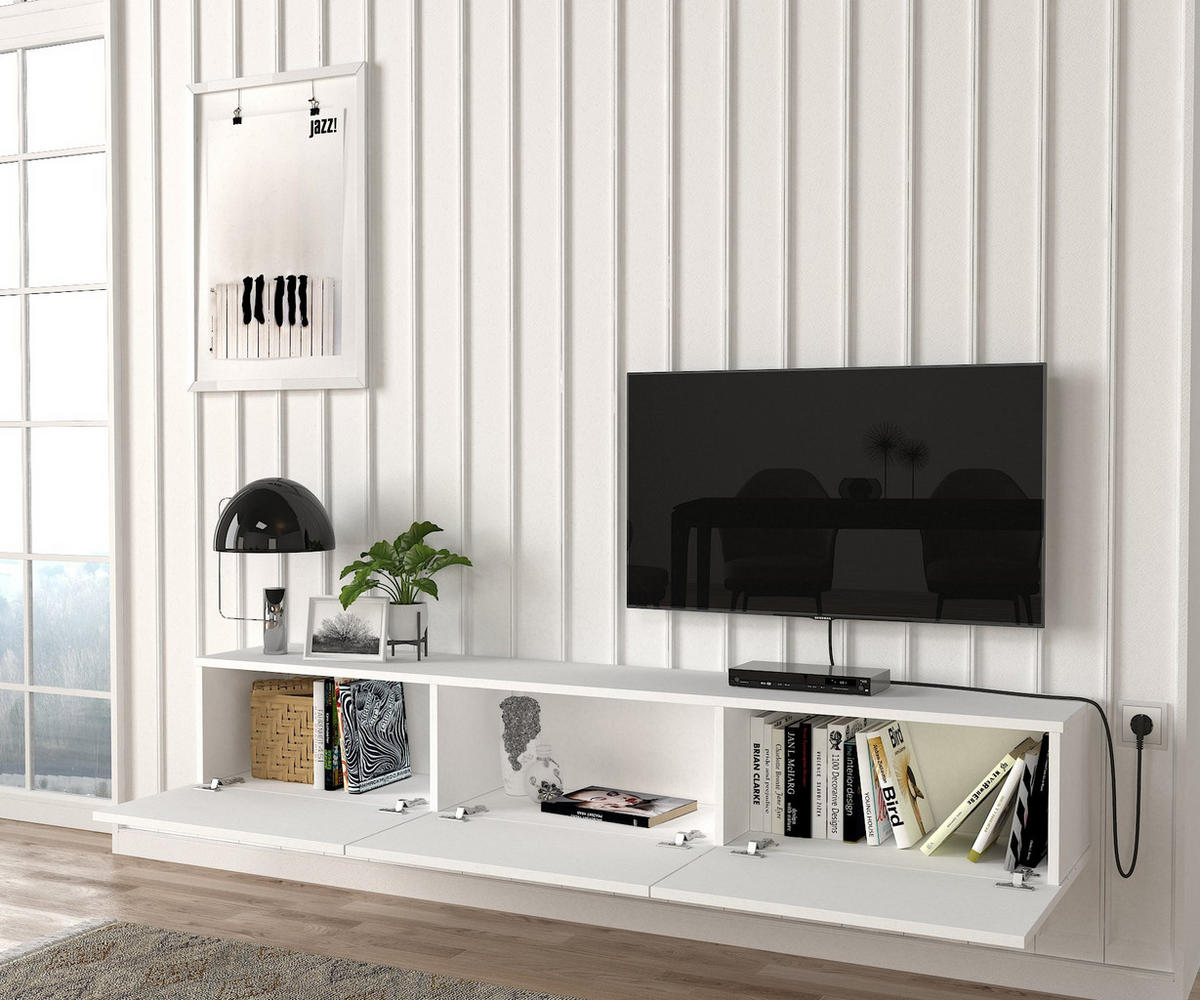 TV-LOWBOARD Hängend Damla Weiß - Weiß, Holzwerkstoff (180/29.5/29.5cm) - moebel17