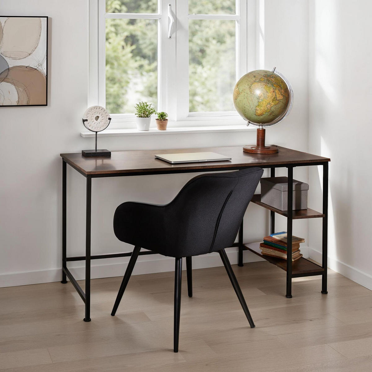 SCHREIBTISCH Donegal,140 x 60 x 76,5 cm,Industrial Holz dunkel, rustikal - Rostfarben, Holz (140/60/76.5cm) - tectake