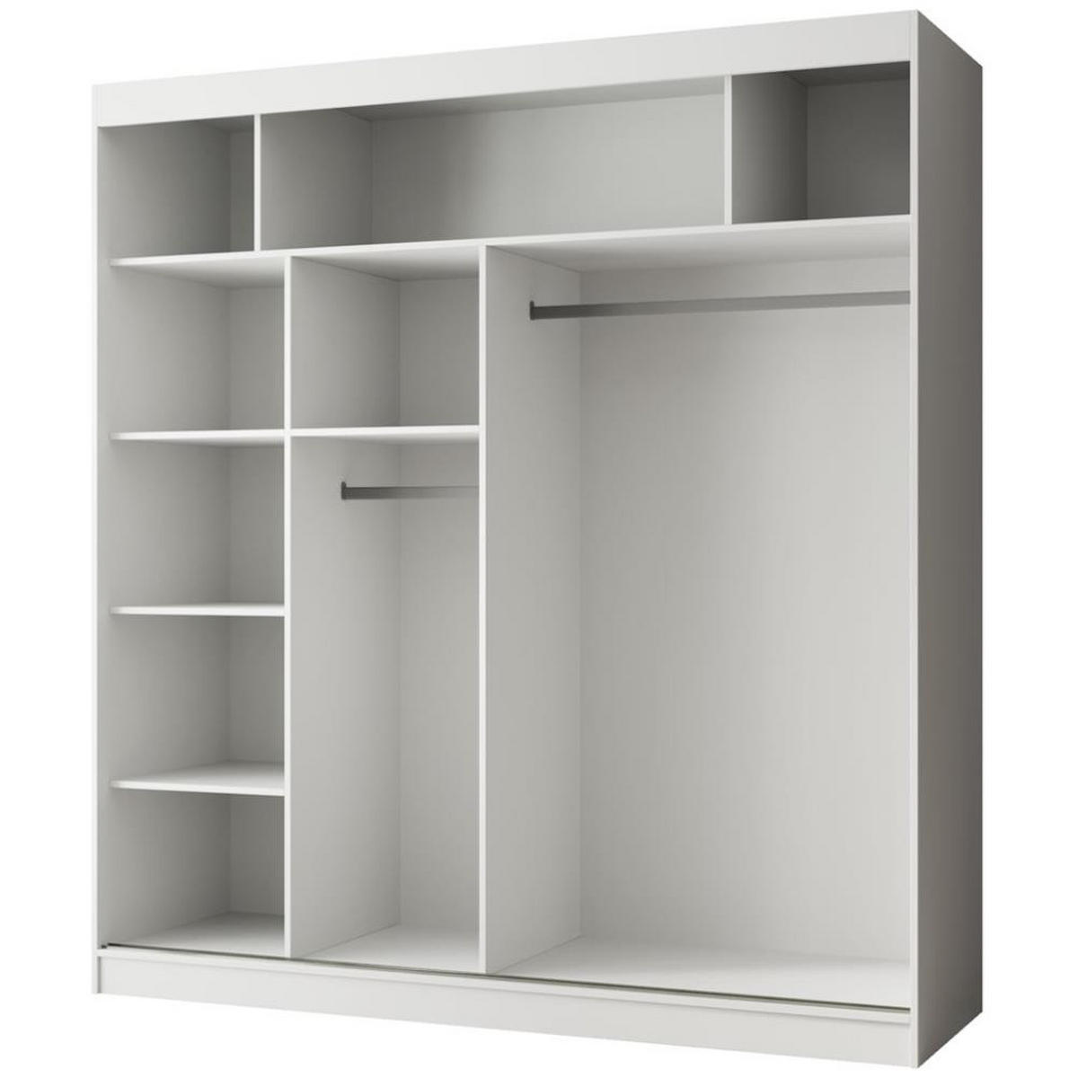 SCHWEBETÜRENSCHRANK Paco 200/215/61 2-türig weiß mit Spiegel - Weiß, Holzwerkstoff (200/215/61cm) - Beautysofa