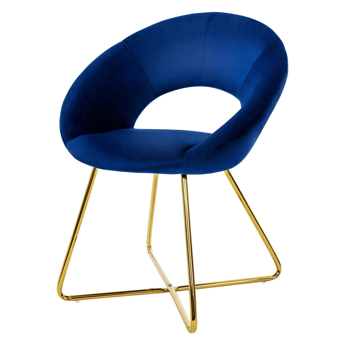 STUHL Samt blau - Blau, Metall (53/77/64cm) - ML-DESIGN