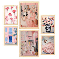 POSTER Set Mit 6 Warm Nach Hause In Vielseitiger A3 & A4 Rahmen Aus Hellem Holz - Beige, Papier (29/3cm) - Nacnic