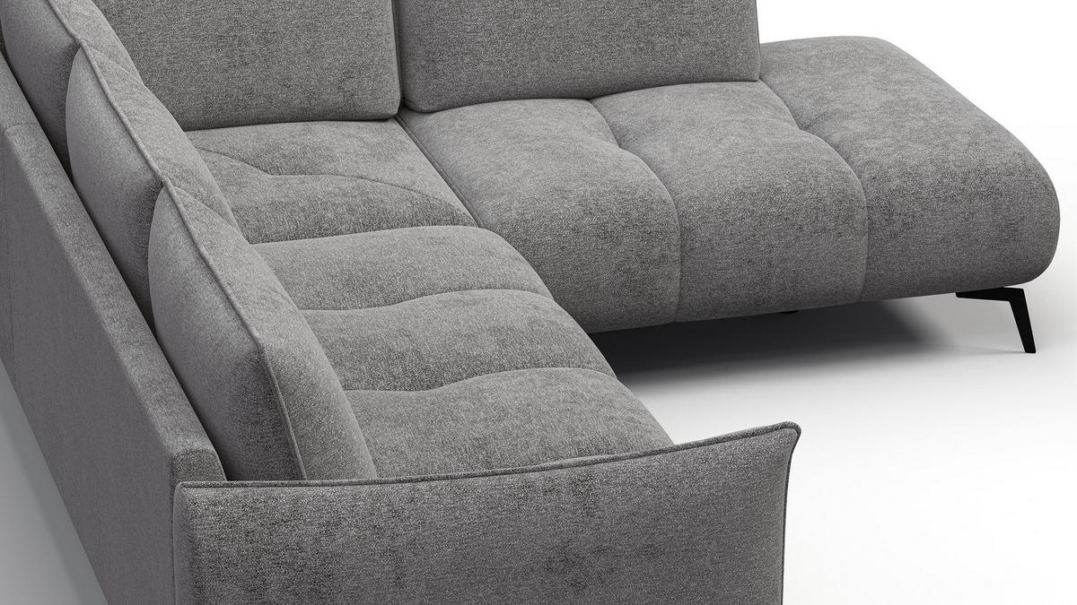 ECKSOFA AERA 5-Sitzer rechts, platingrau - Schwarz/Grau, Holz/Textil (268/206cm) - Courtois Laville