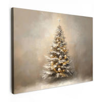 LEINWANDBILD Weihnachten - Weihnachtsbaum - Schnee - Kunst Wandbilder 80x60 cm - Champagner, Textil (80/60cm) - MuchoWow