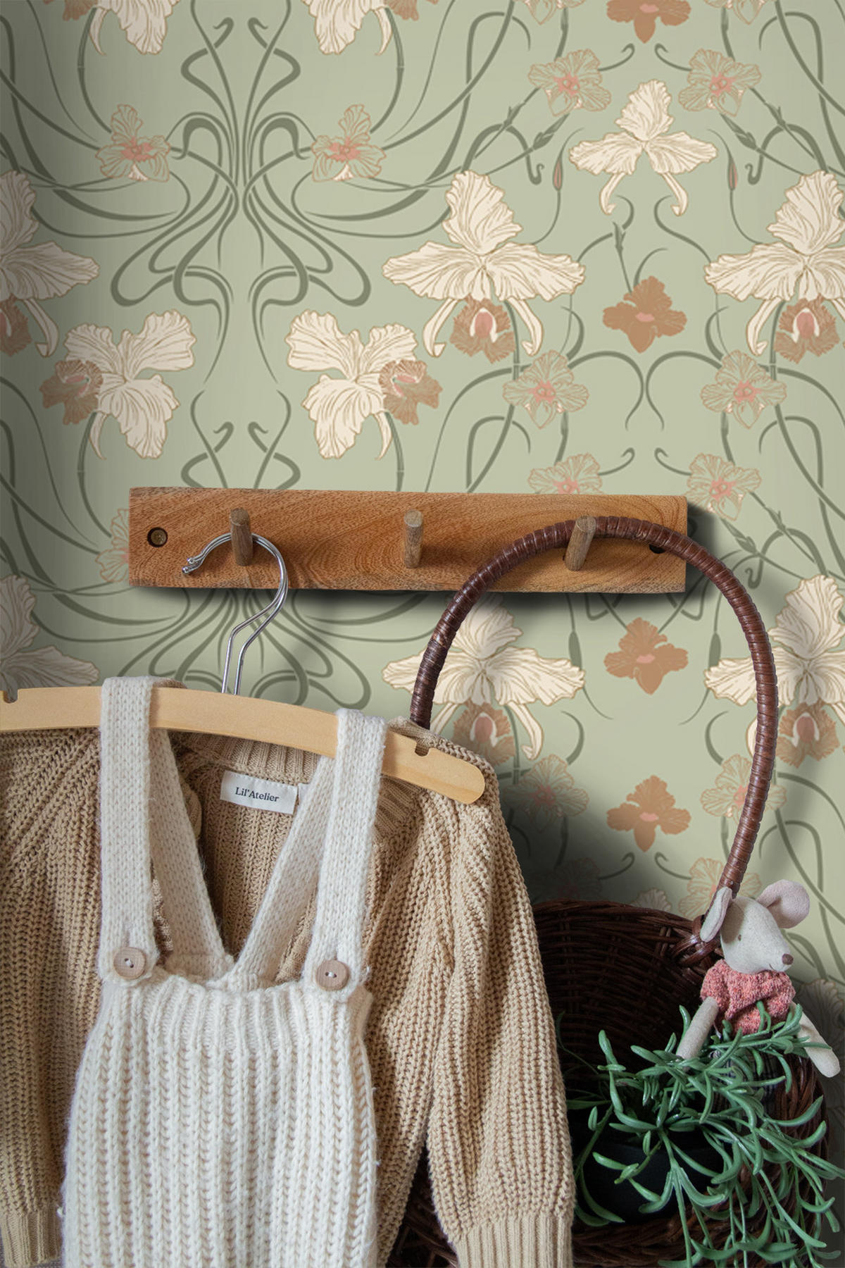 TAPETE Blumenmuster im Jugendstil 53 cm x 10.05 m - Grün, Papier (53/1000cm) - ESTAhome