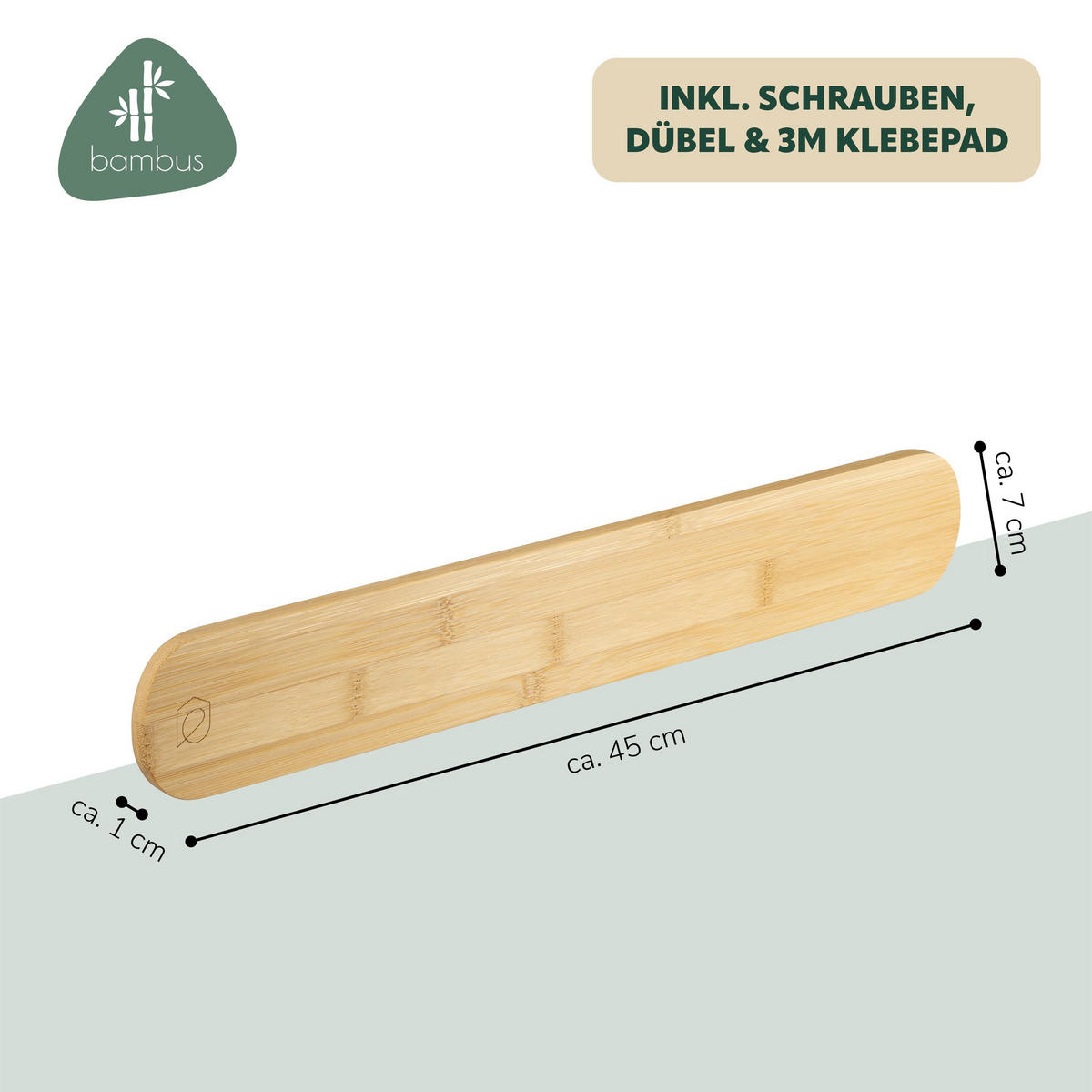 SCHLÜSSELBRETT, Bambus - Braun, Holz (45/7/1cm) - eluno