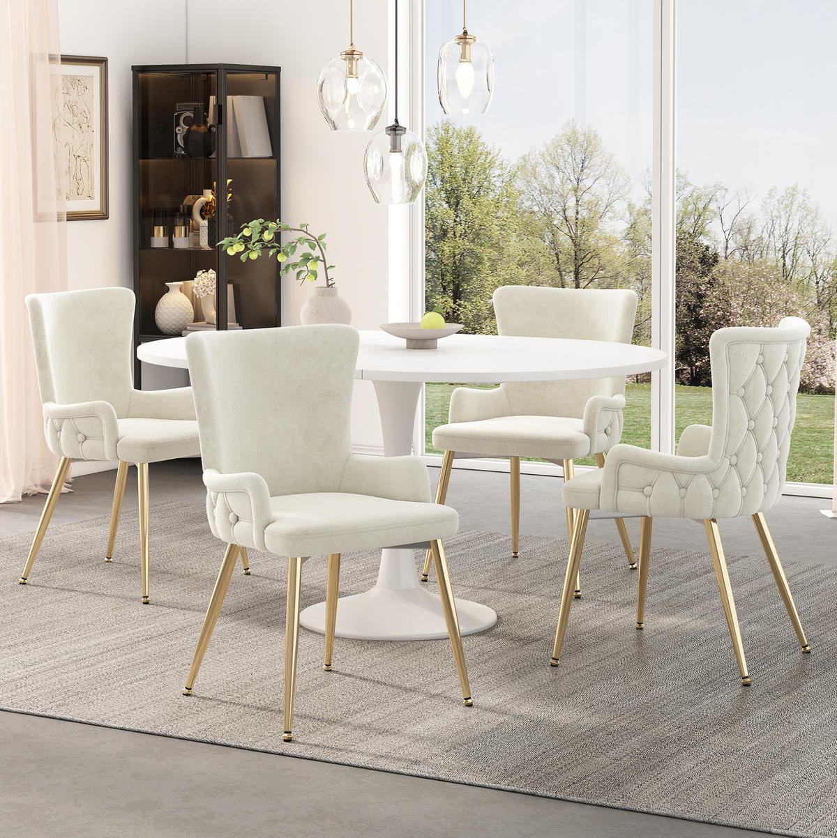 ESSZIMMERSTUHL 6er-Set Samt Beige mit Metallbeinen - Beige, Metall (47/85/49.2cm) - Meubliv