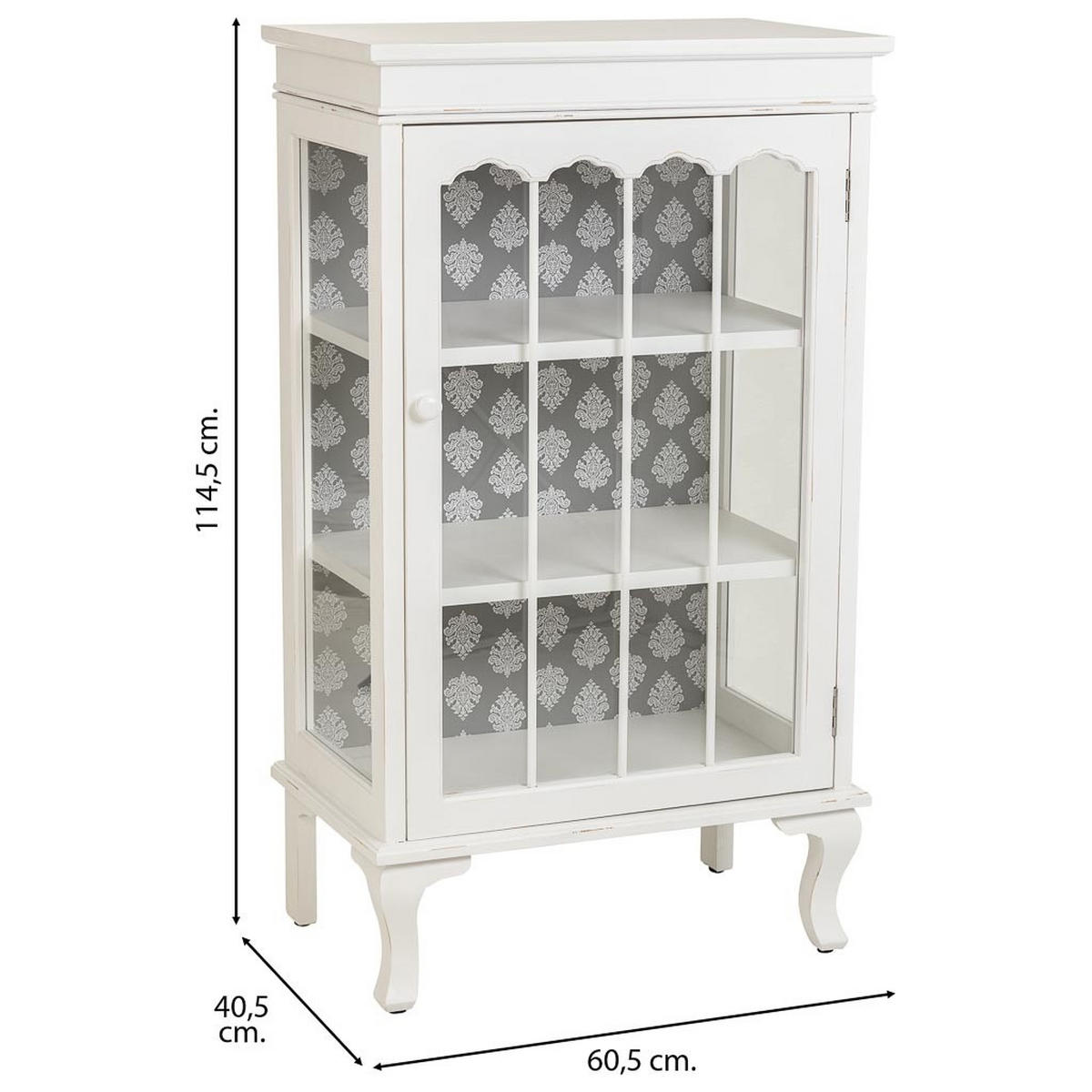 VITRINE aus Holz, weiß, 61x41x115cm - Weiß, Holz (65.5/114.5/40.5cm) - Wanderlust