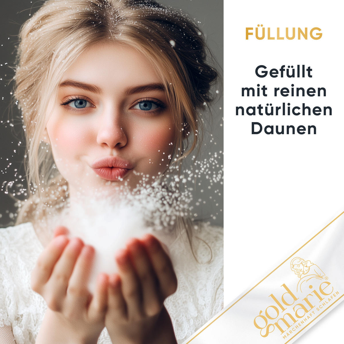 GANZJAHRESBETTDECKE GOLDIE Gänsedaunen medium - Weiß, Naturmaterialien/Textil (200/220cm) - Goldmarie 