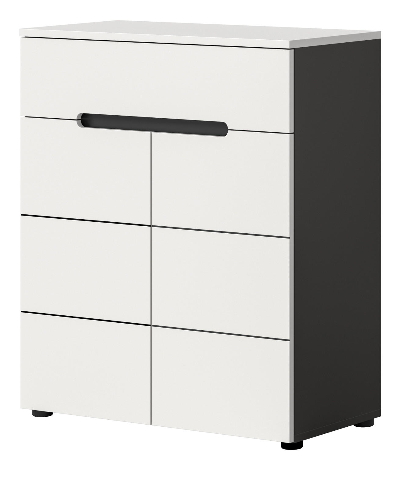 SCHUHKOMMODE weiß, grau, Flurkommode 80 x 94 cm mit Soft-Close, Cooper - Schwarz/Weiß, Holzwerkstoff/Kunststoff (80/94/37cm) - Inn.Furn