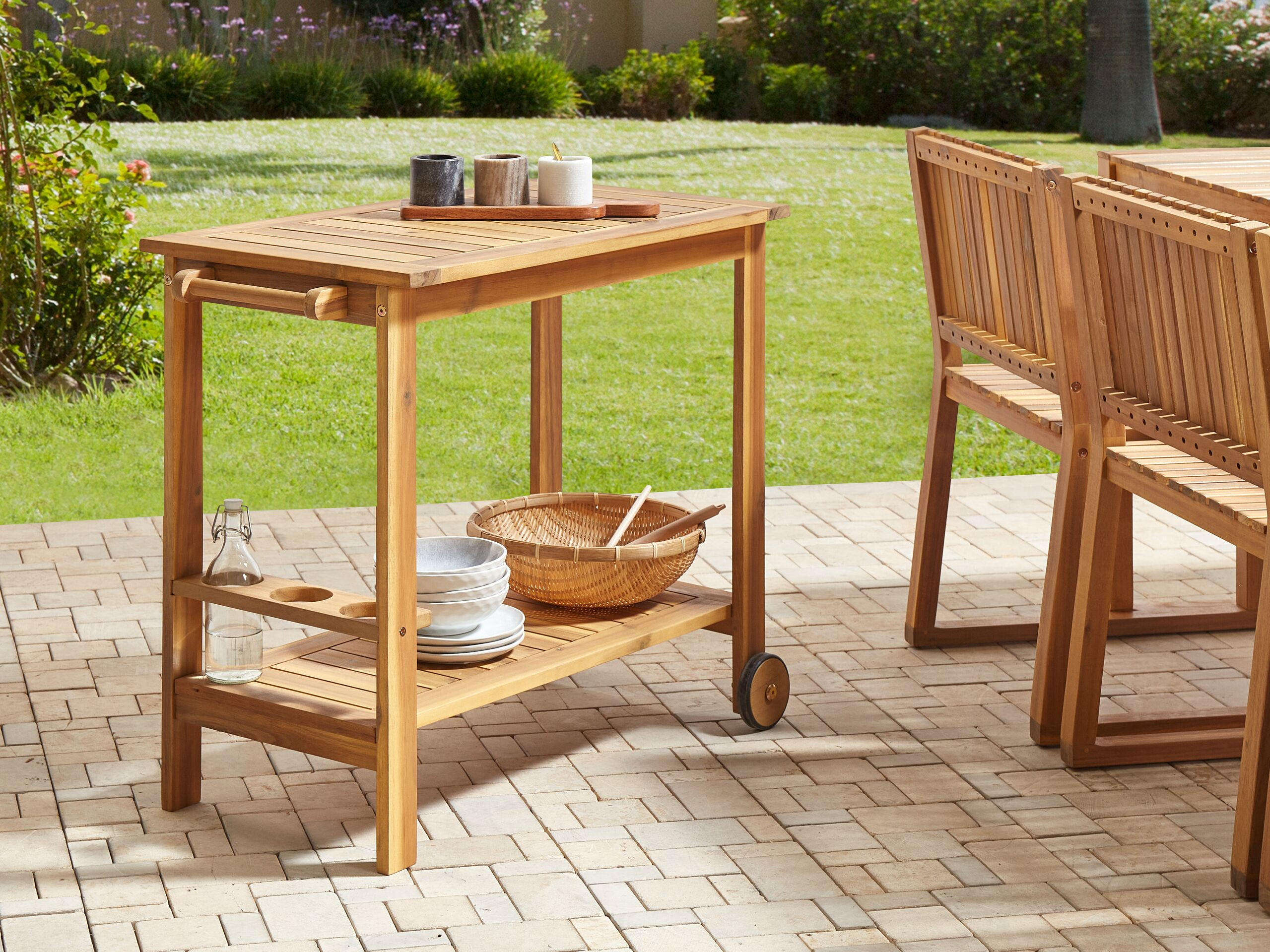 TEEWAGEN 47/83 cm Heller Holzfarbton Sassari Ii - Hellbraun, Holz (47/74/90cm) - Beliani