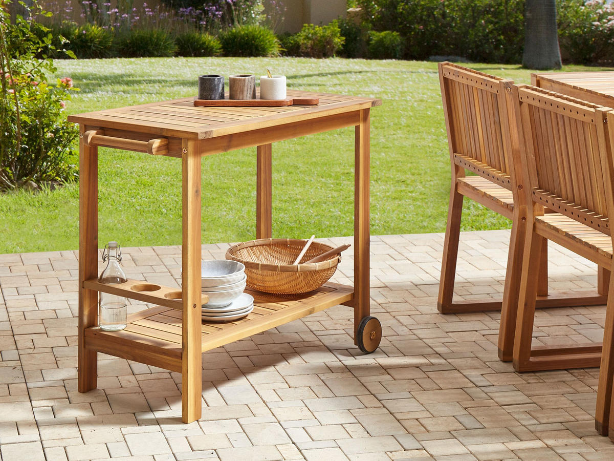 TEEWAGEN 47/83 cm Heller Holzfarbton Sassari Ii - Hellbraun, Holz (47/74/90cm) - Beliani