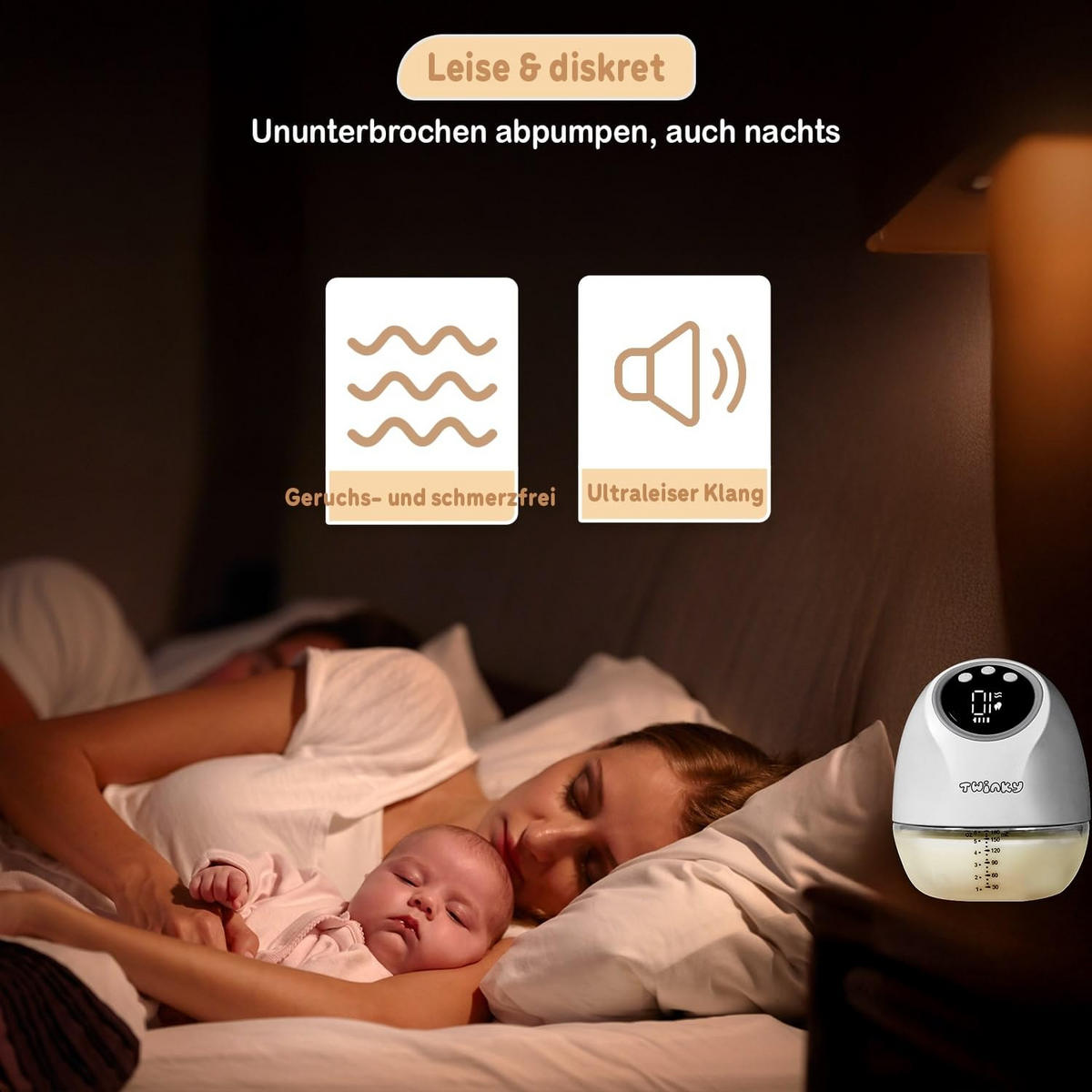 MILCHPUMPE Tragbar 4 Modi & 9 Saugstufen Weiß - Weiß, Kunststoff (18/16cm) - Twinky